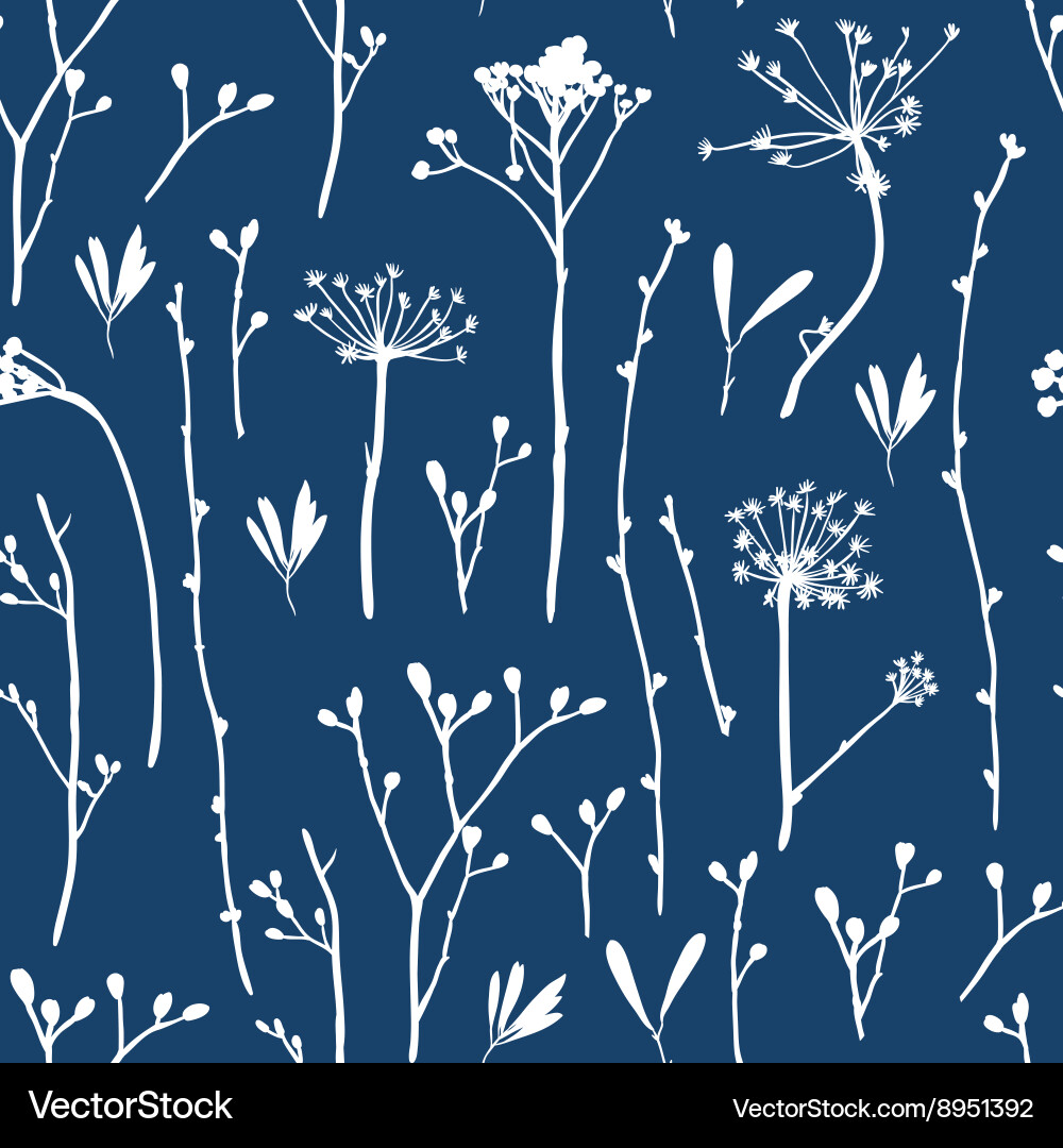 Seamless pattern with silhouettes of flowers Vector Image