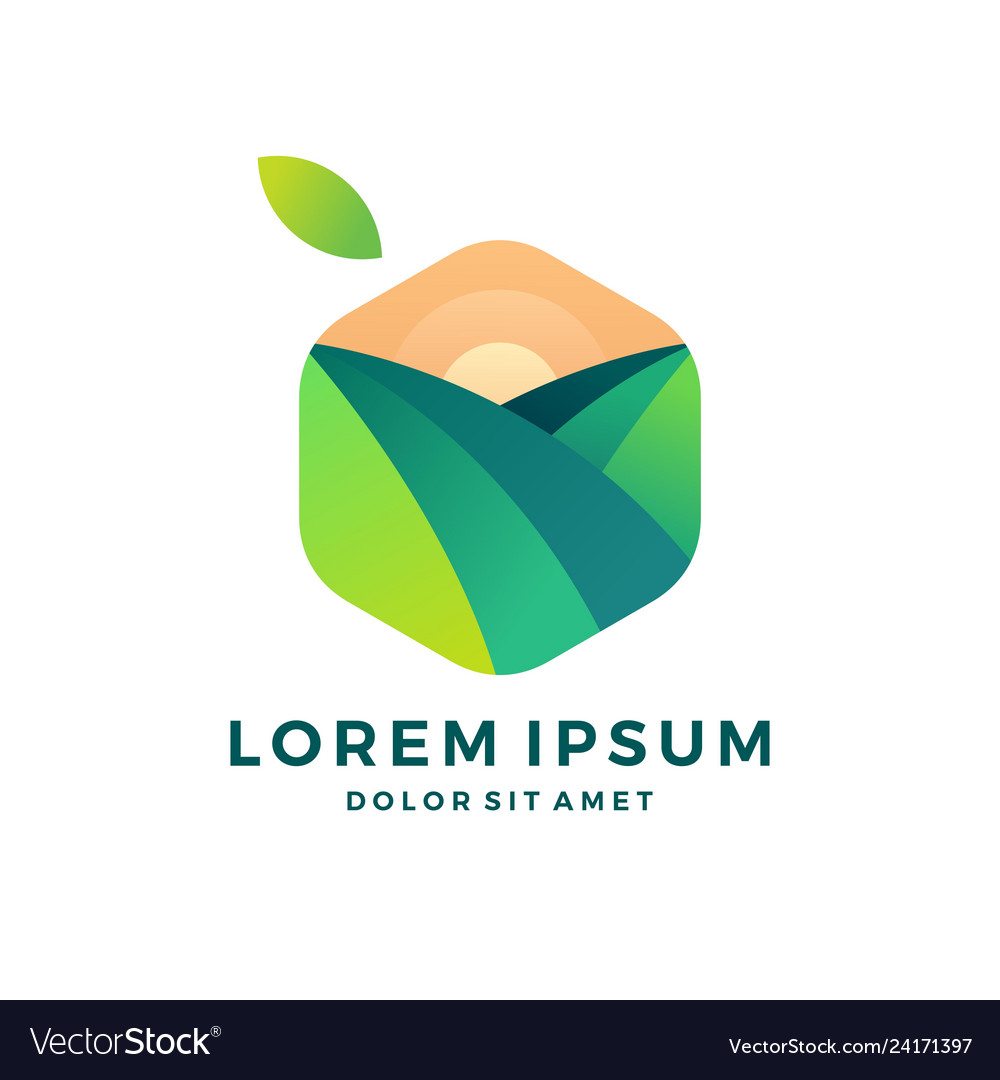 Agriculture green box nature cube fruit leaf logo