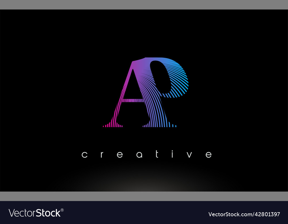 Ap logo design with multiple lines and purple Vector Image