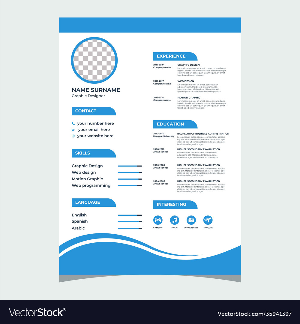 Cv template design resume template - styli Vector Image