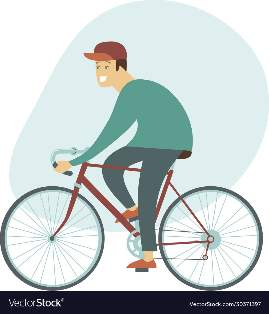 Cyclist young man riding bicycle side view Vector Image