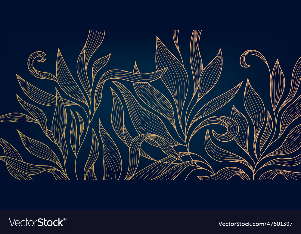 Golden leaves art deco wallpaper background Vector Image