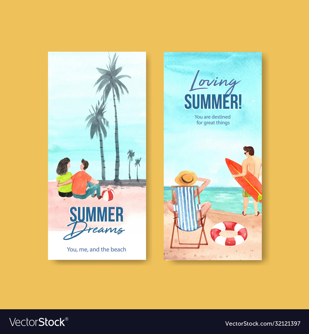 Summer flyer template design for vacation travel