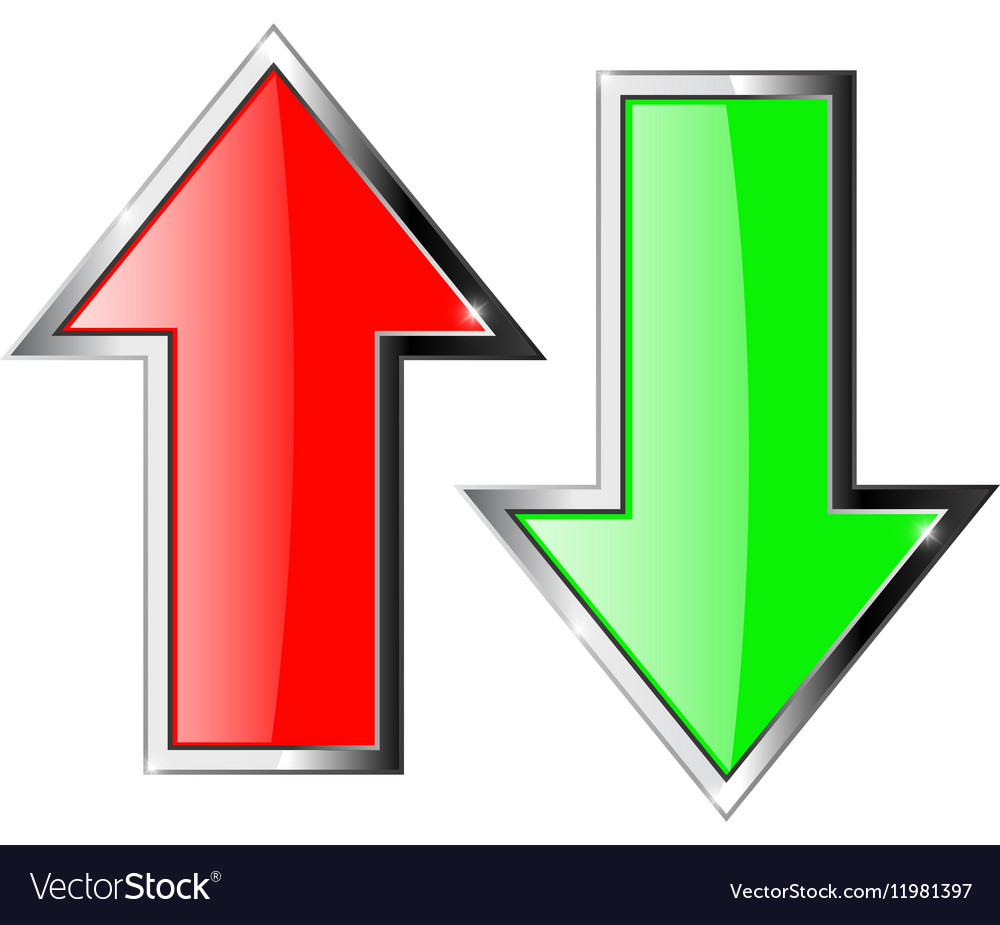 Up And Down Arrows Red And Green Shiny Arrow Vector Image