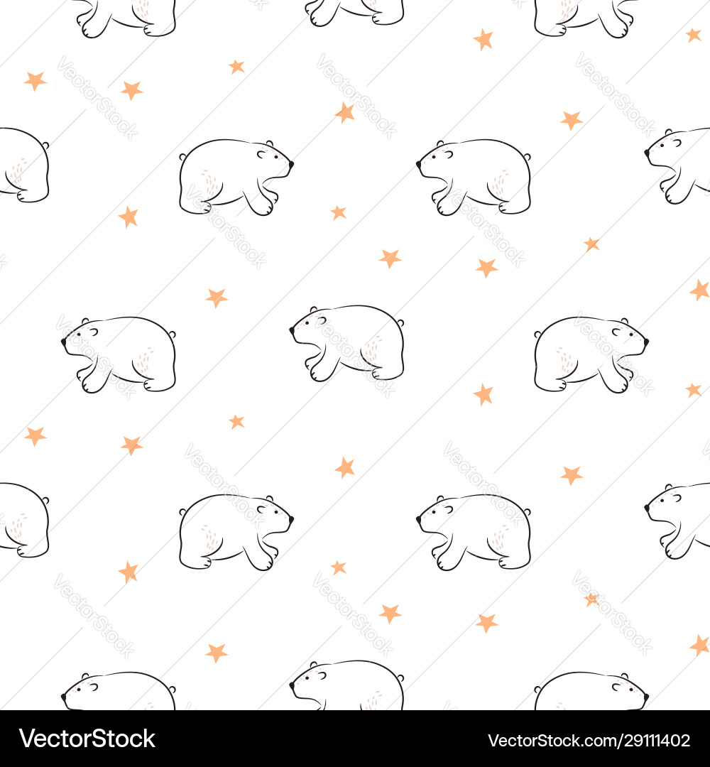 Bear cute hand drawn seamless pattern kid Vector Image