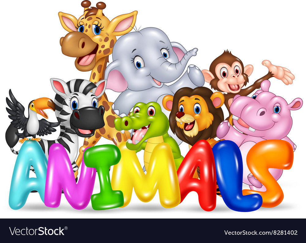 cartoon-of-word-animal-with-cartoon-animal-vector-image