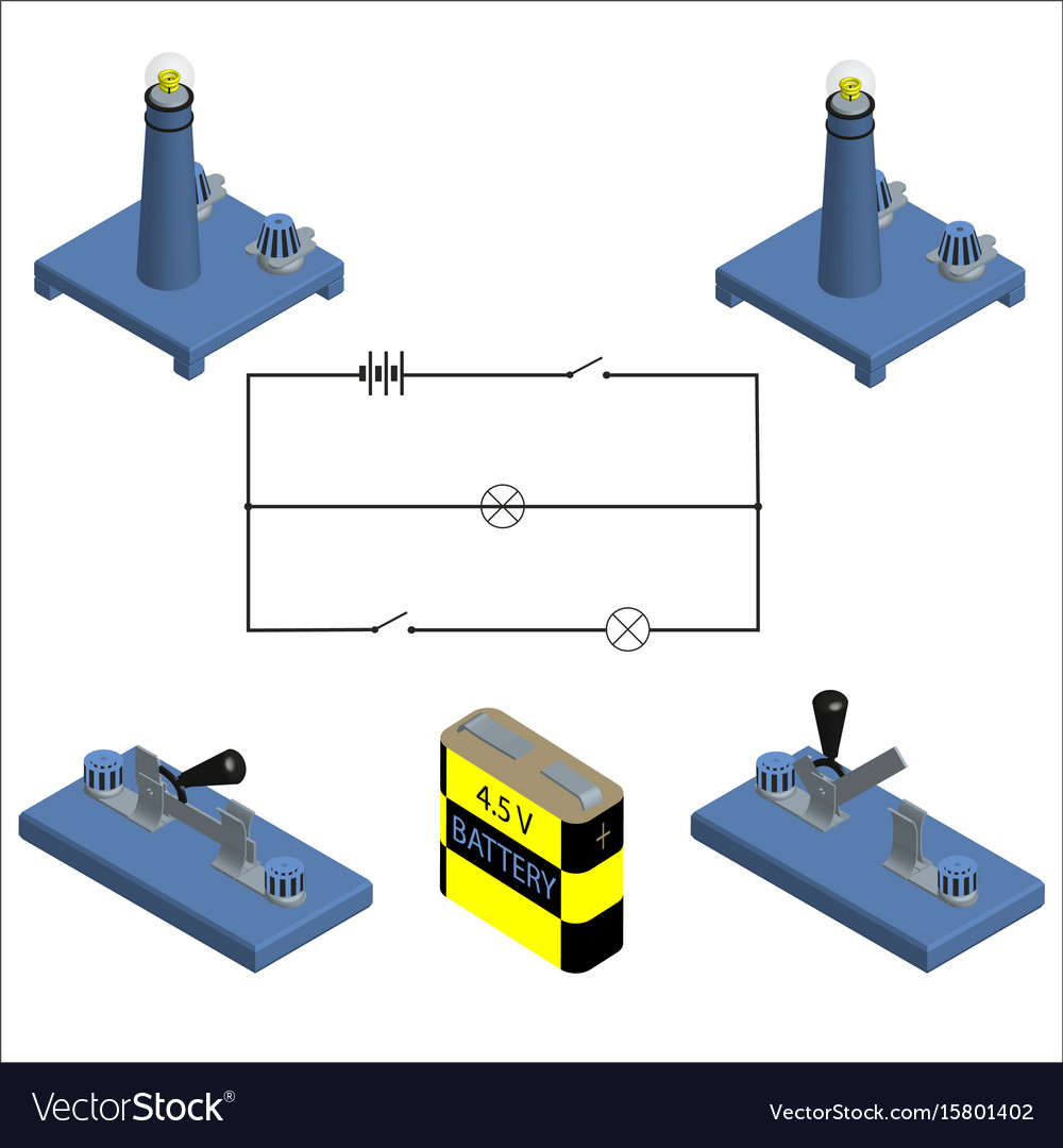Circuit concept of battery with power switch Vector Image