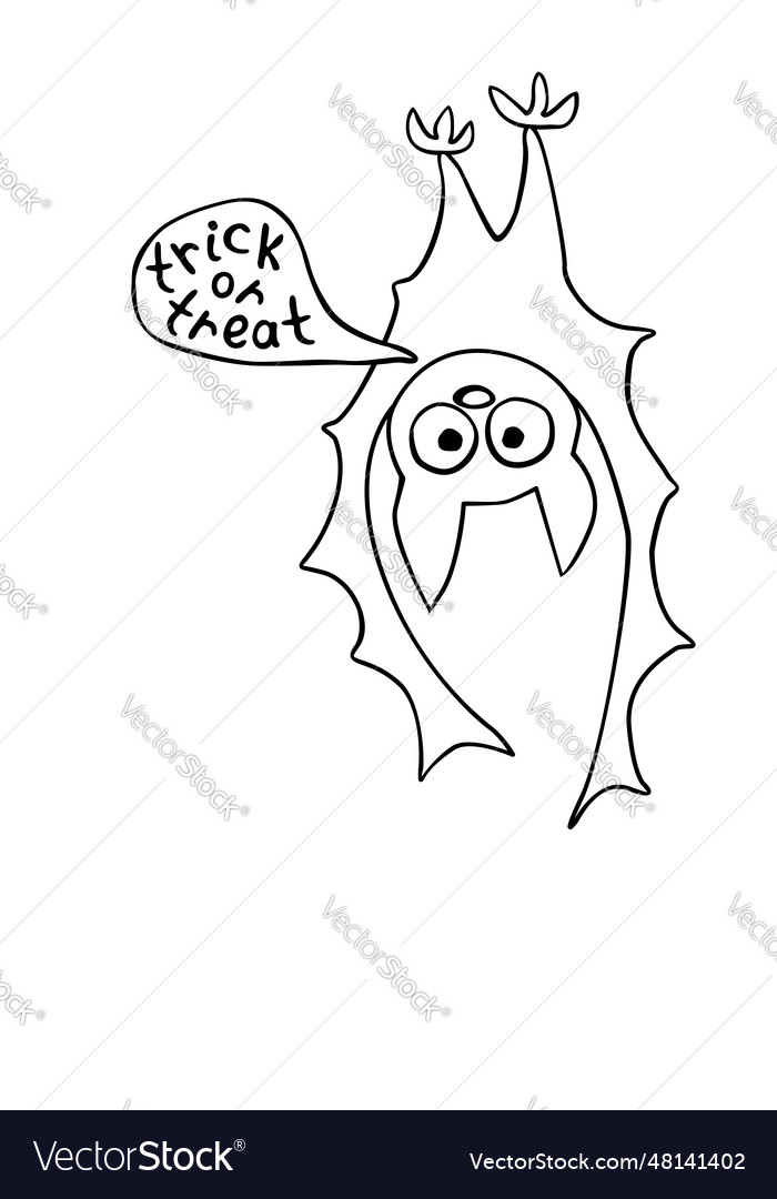 Cute bat hanging upside down in doodle style Vector Image