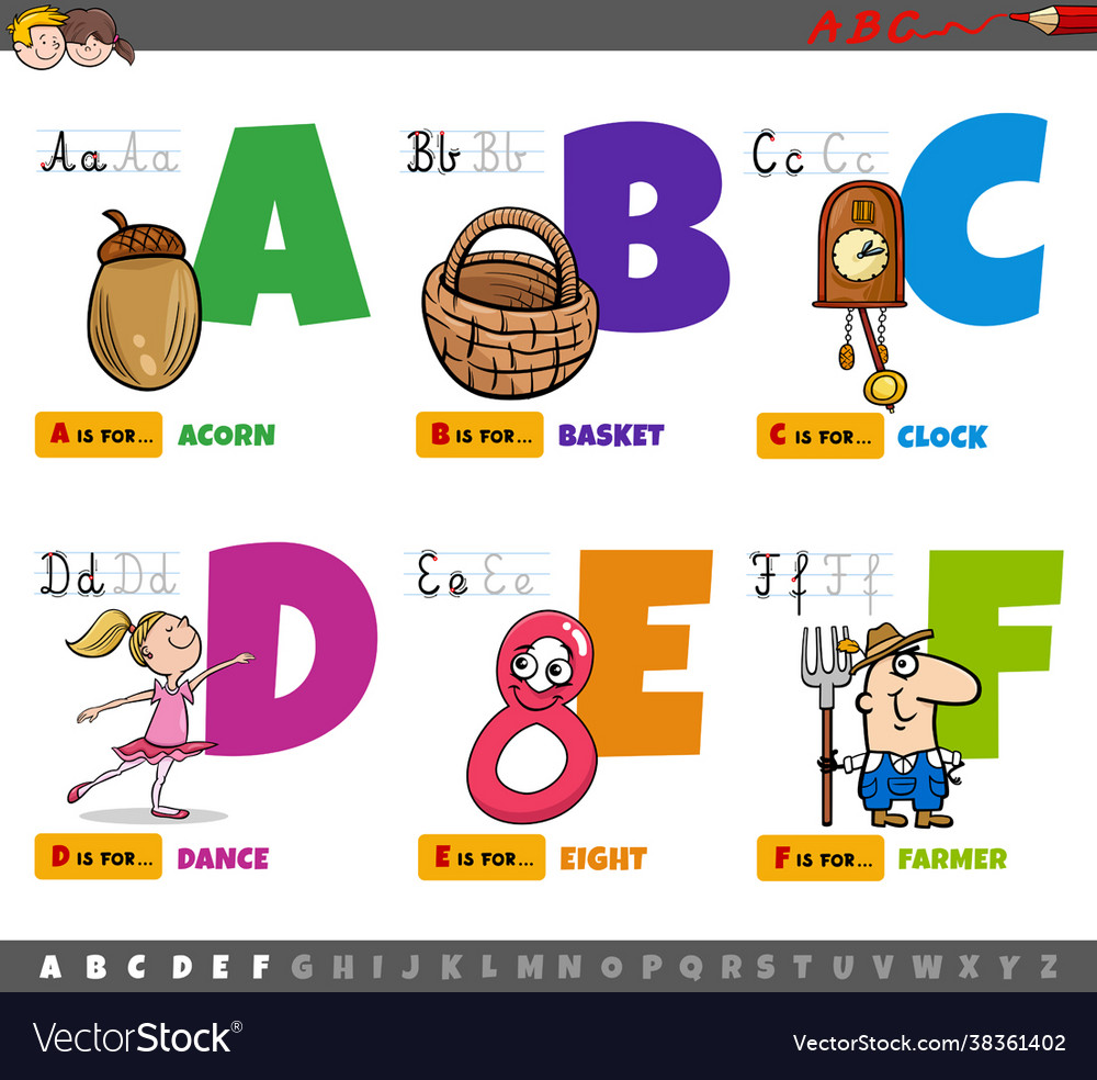 Educational cartoon alphabet letters for children Vector Image