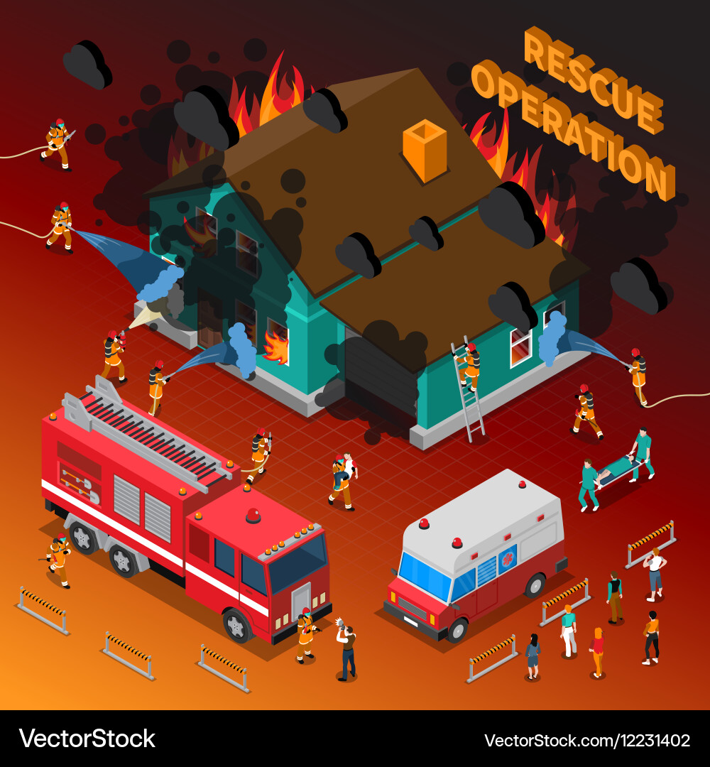 Fireman Isometric Template Royalty Free Vector Image