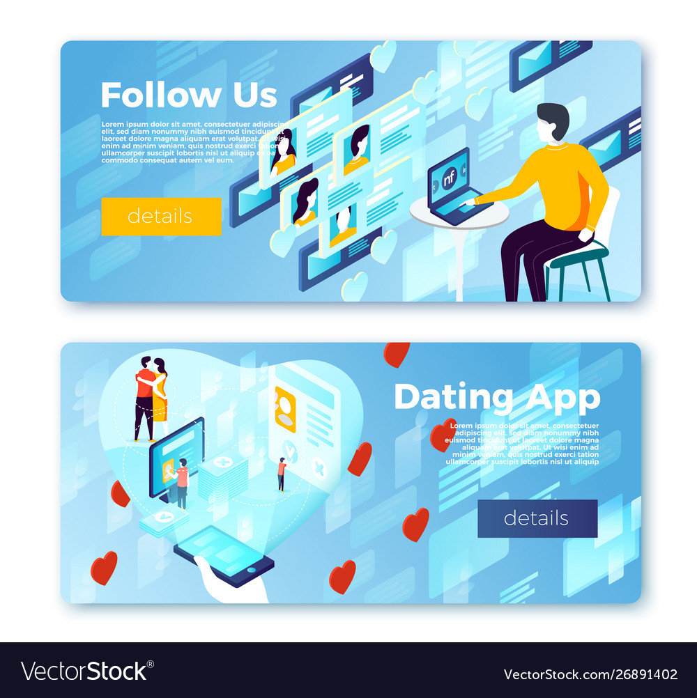 Follow us and dating app banner templates