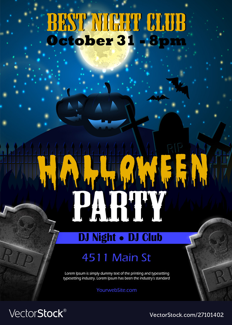 Halloween party flyer with pumpkins Royalty Free Vector