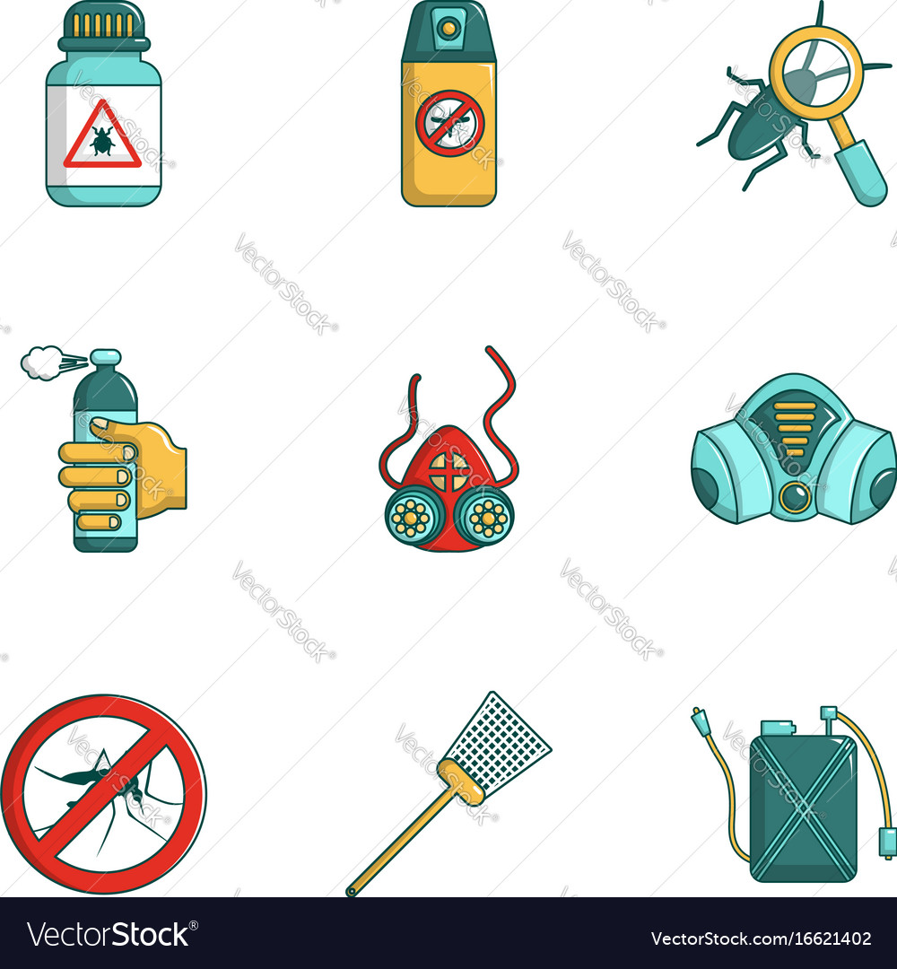 Pest Control Icons Set Cartoon Style Royalty Free Vector 1270