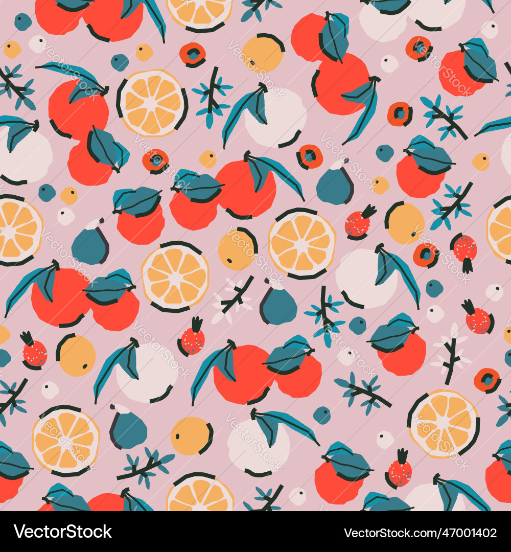 Seamless pattern with berries fruits leaves Vector Image