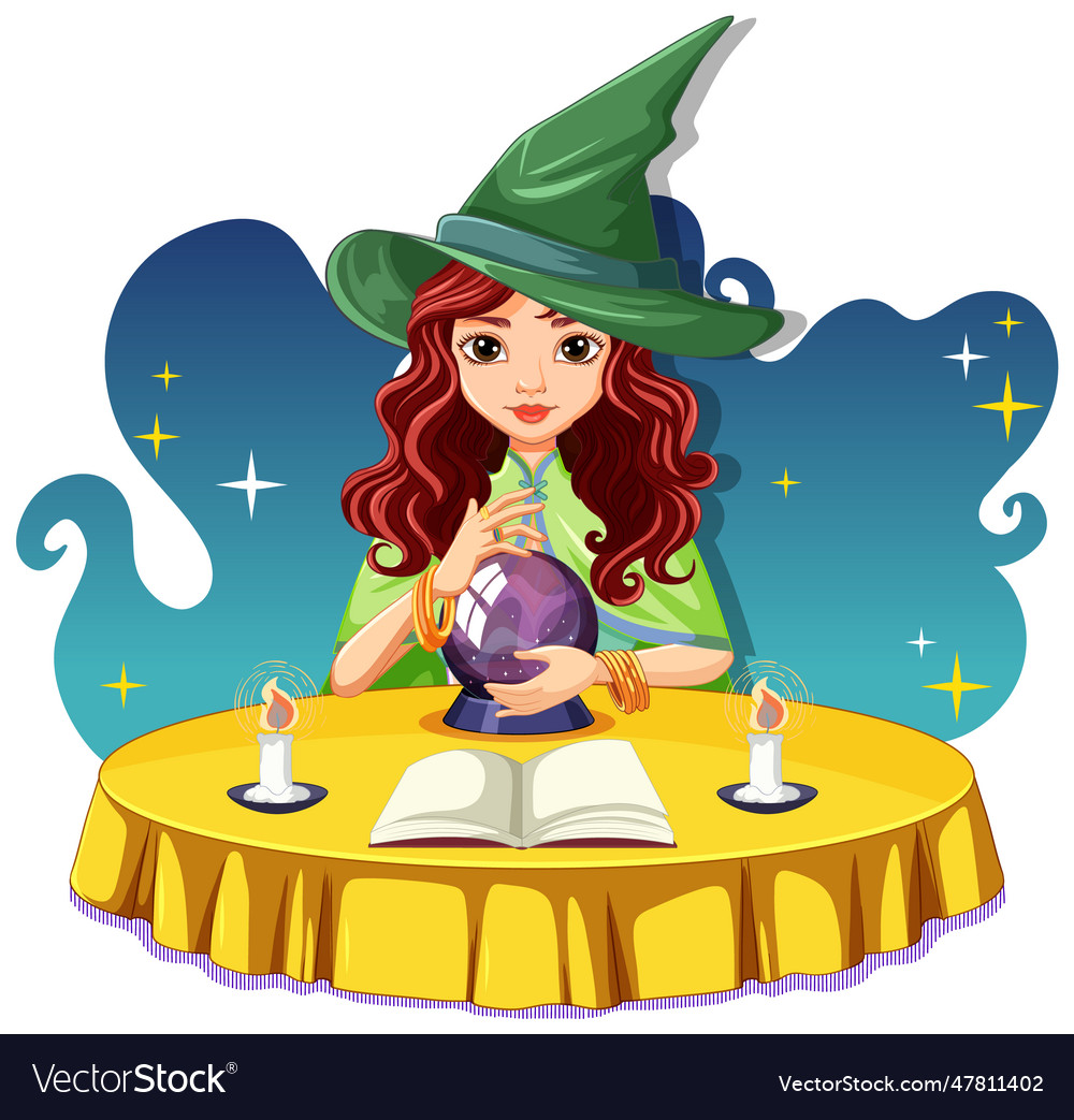 Witch with magic spell cartoon Royalty Free Vector Image