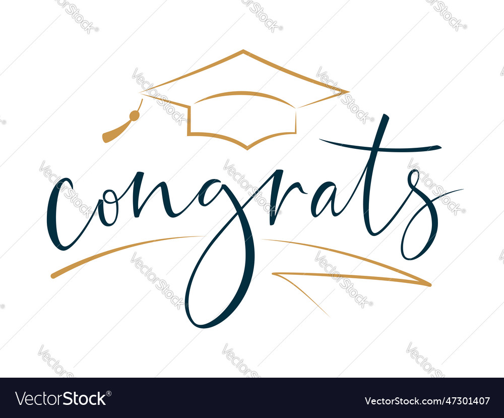 Congrats greeting sign with academic cap Vector Image