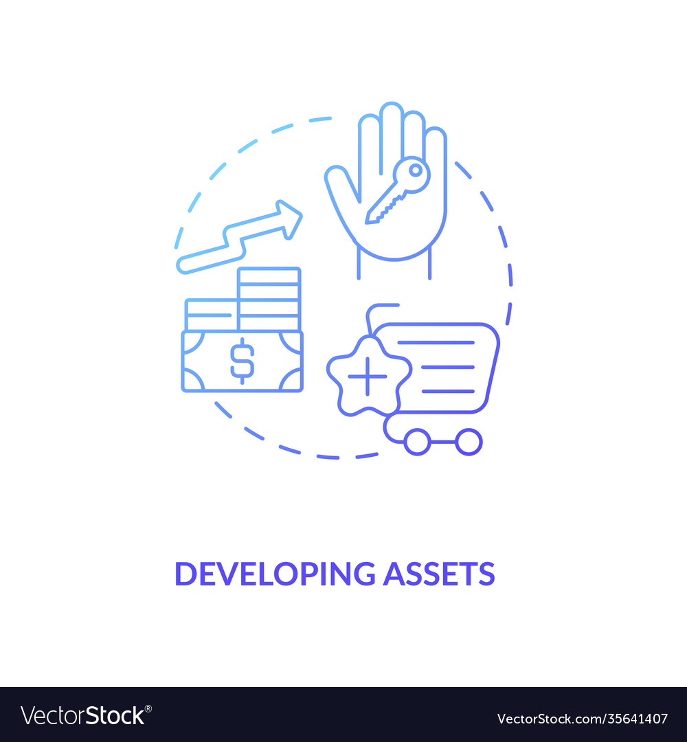 Developing assets concept icon Royalty Free Vector Image