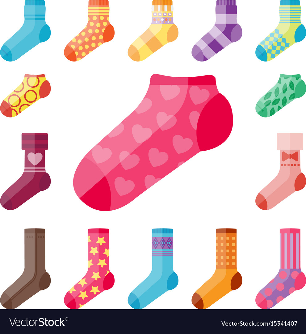 Flat design colorful socks set Royalty Free Vector Image