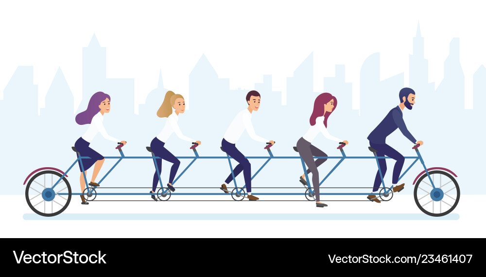 Group office business people riding bicycle Vector Image