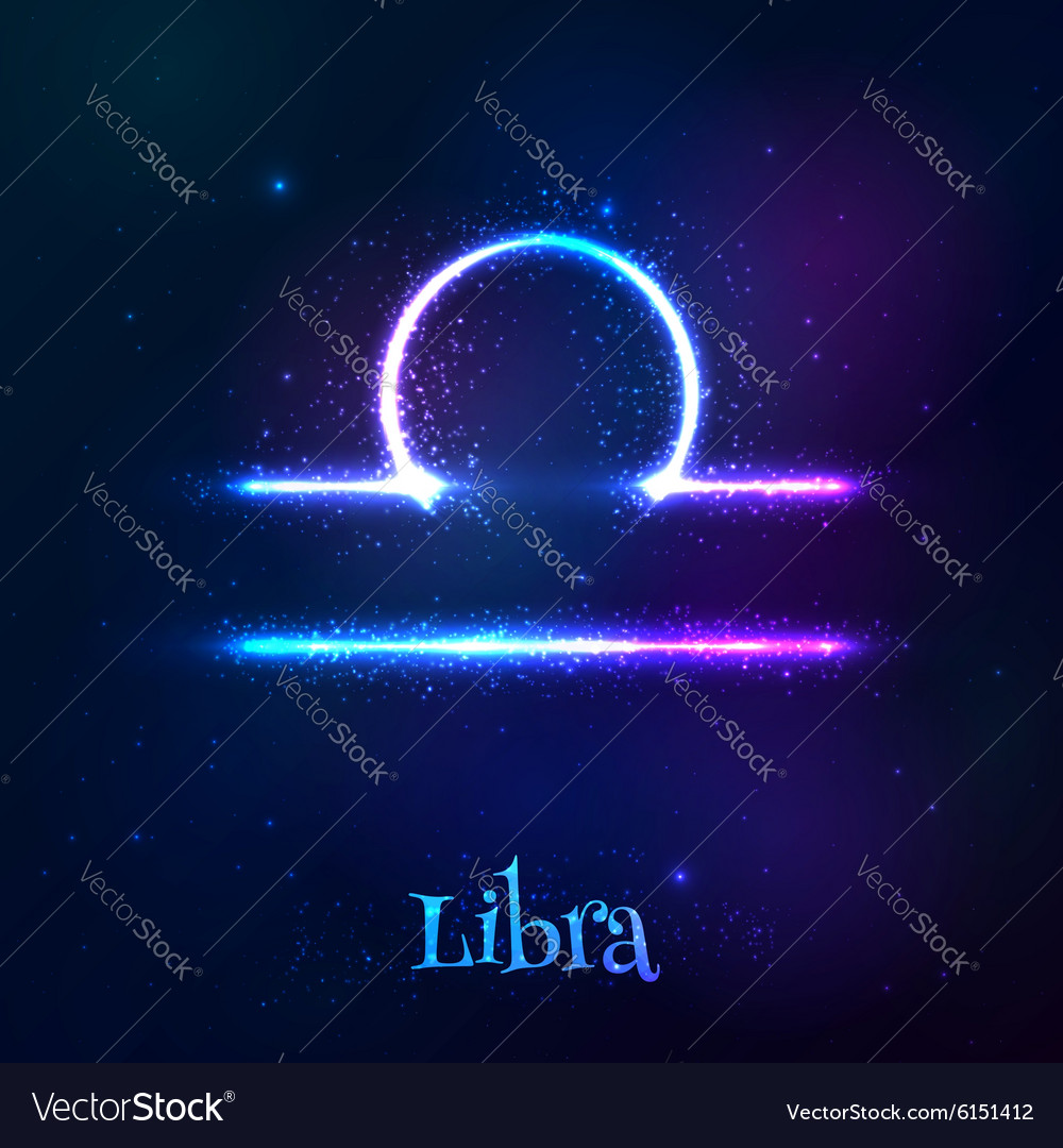 Blue shining cosmic neon zodiac symbol Royalty Free Vector