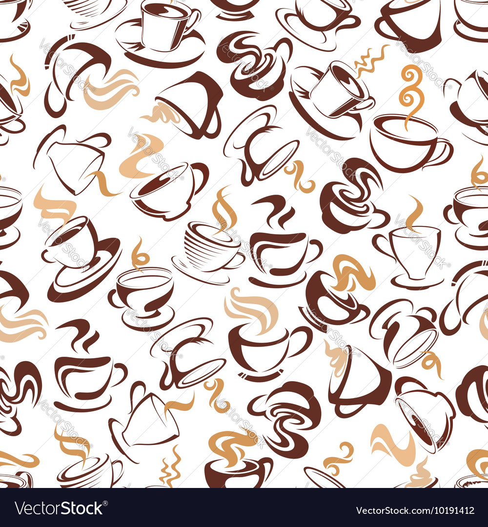 Brown retro coffee beverages seamless pattern Vector Image