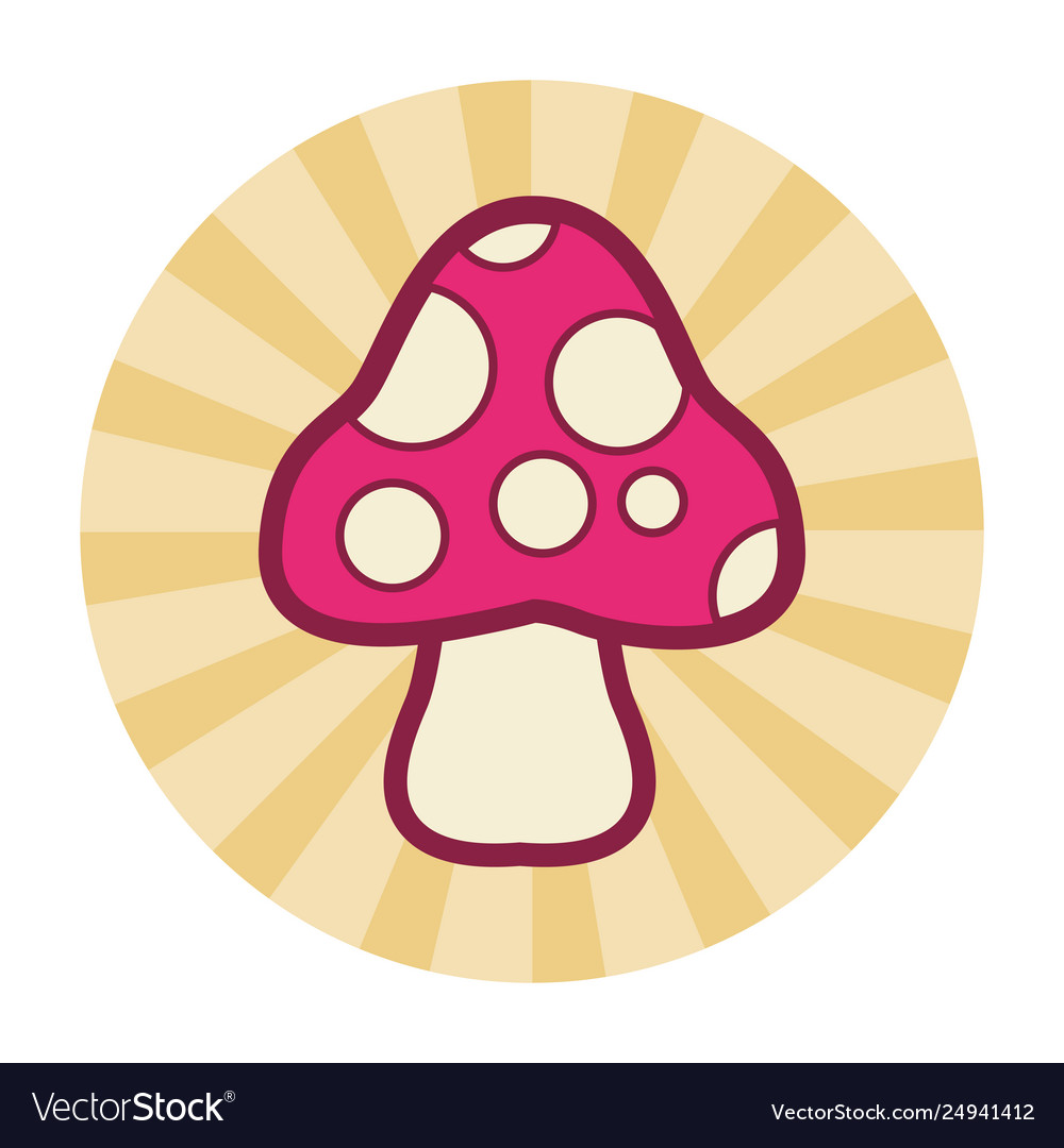 Fungus cartoon isolated round icon Royalty Free Vector Image