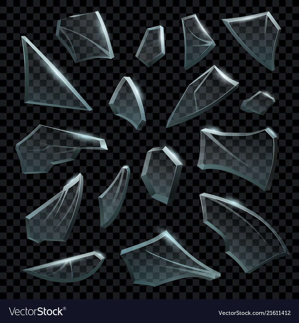 Realistic shattered glass transparent broken Vector Image