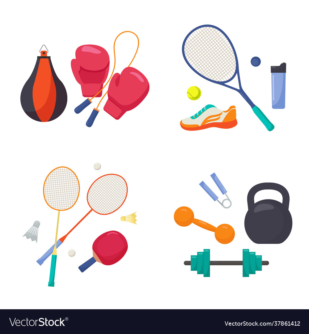 Sports equipment set boxing gloves with punching vector image Sports equipment set boxing gloves with punching