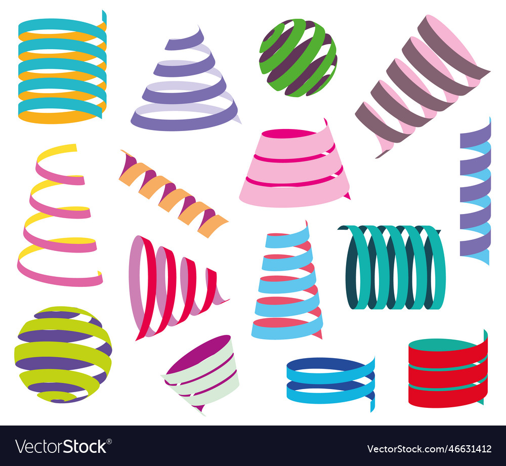 Three dimensional spiral ribbon design element set