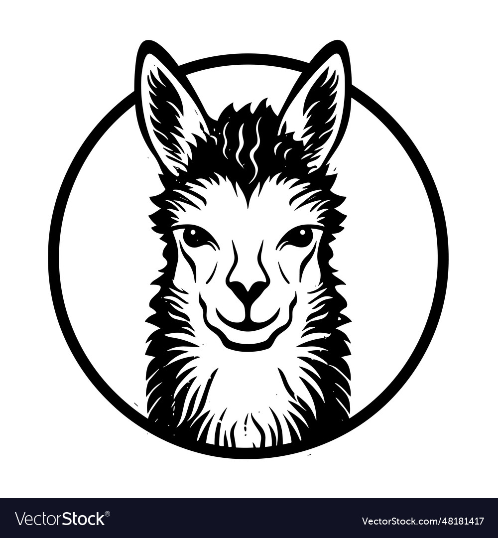 Beautiful llama head silhouette Royalty Free Vector Image