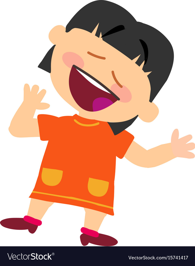 Cartoon Character Of A Cheerful Asian Girl Vector Image