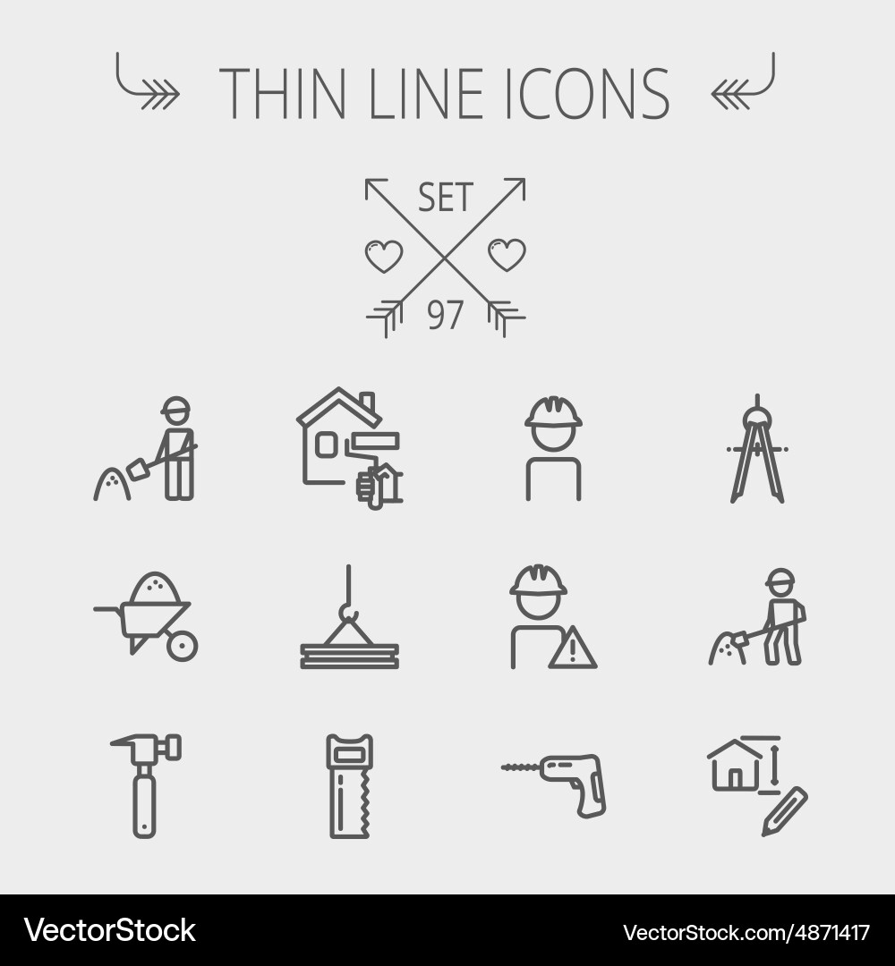 Construction thin line icon set Royalty Free Vector Image