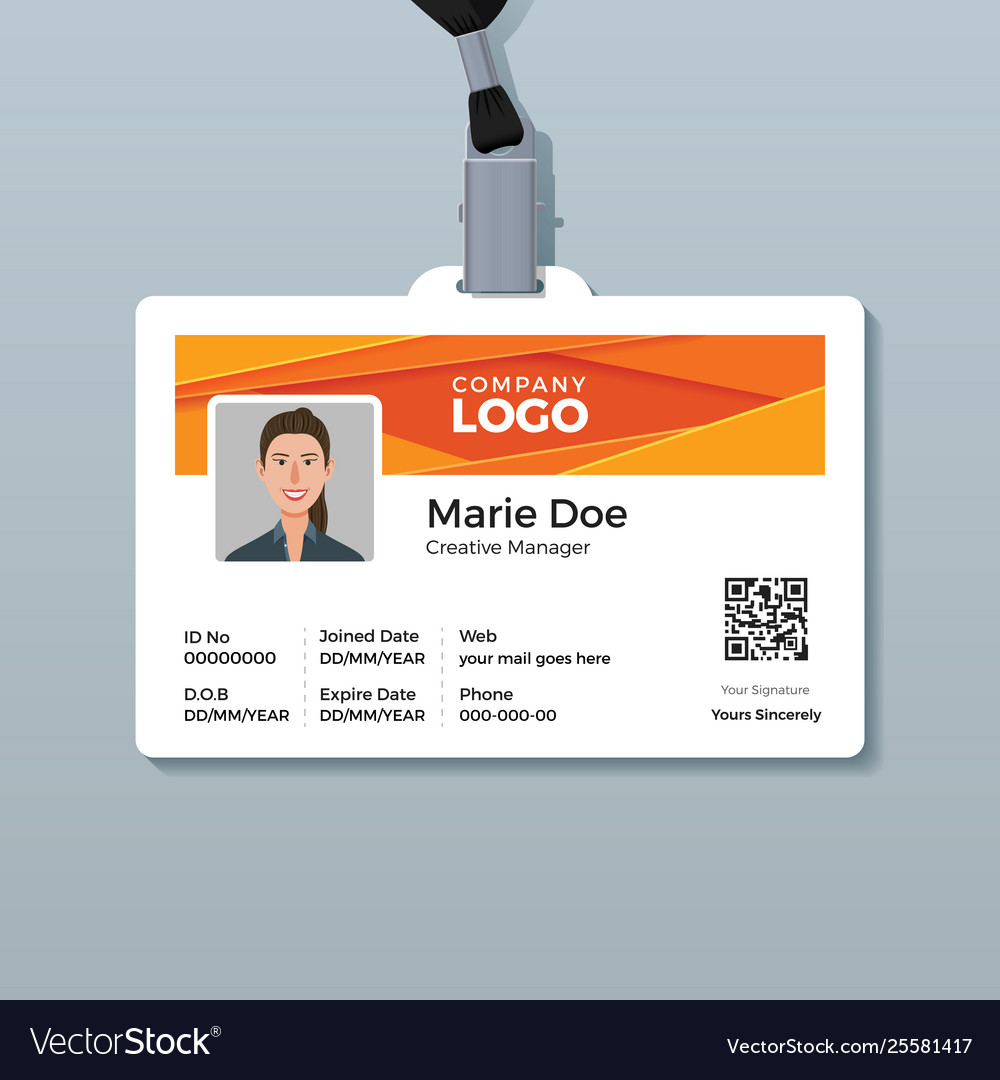 Corporate id card template with modern abstract Vector Image In Sample Of Id Card Template