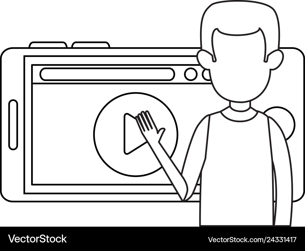 Man teaching with smartphone and media player Vector Image