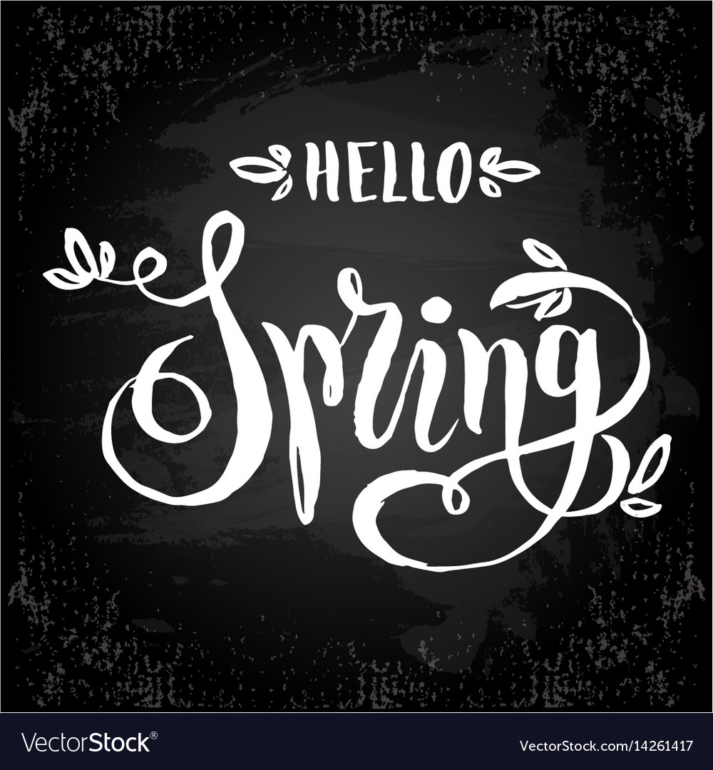 Unique Handwritten Lettering-hello Spring Drawn Vector Image