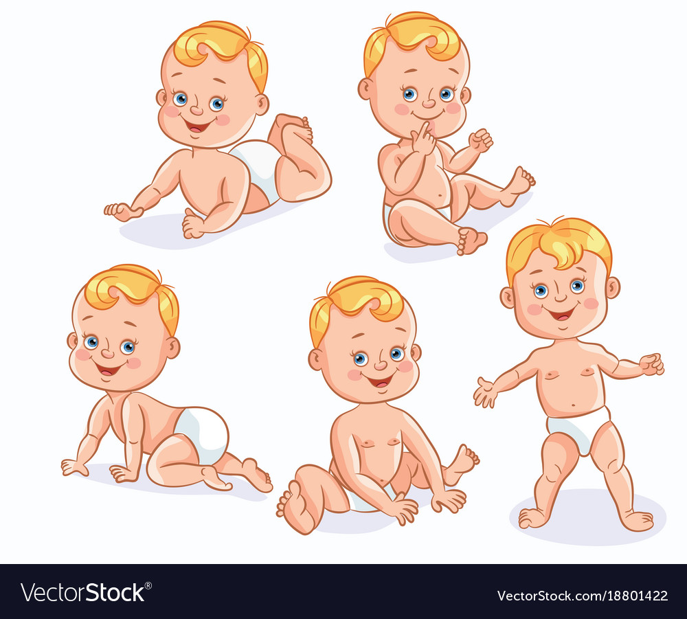 Baby characters in different activity child Vector Image