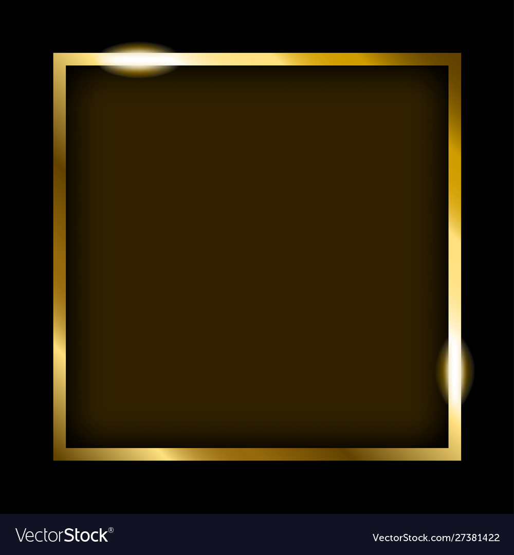 Golden rectangle frame isolated on black Vector Image