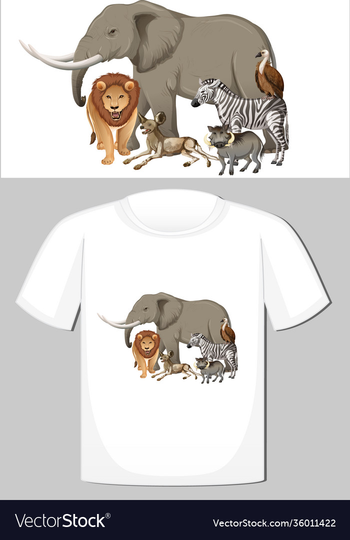 Group wild animals design for t-shirt Royalty Free Vector