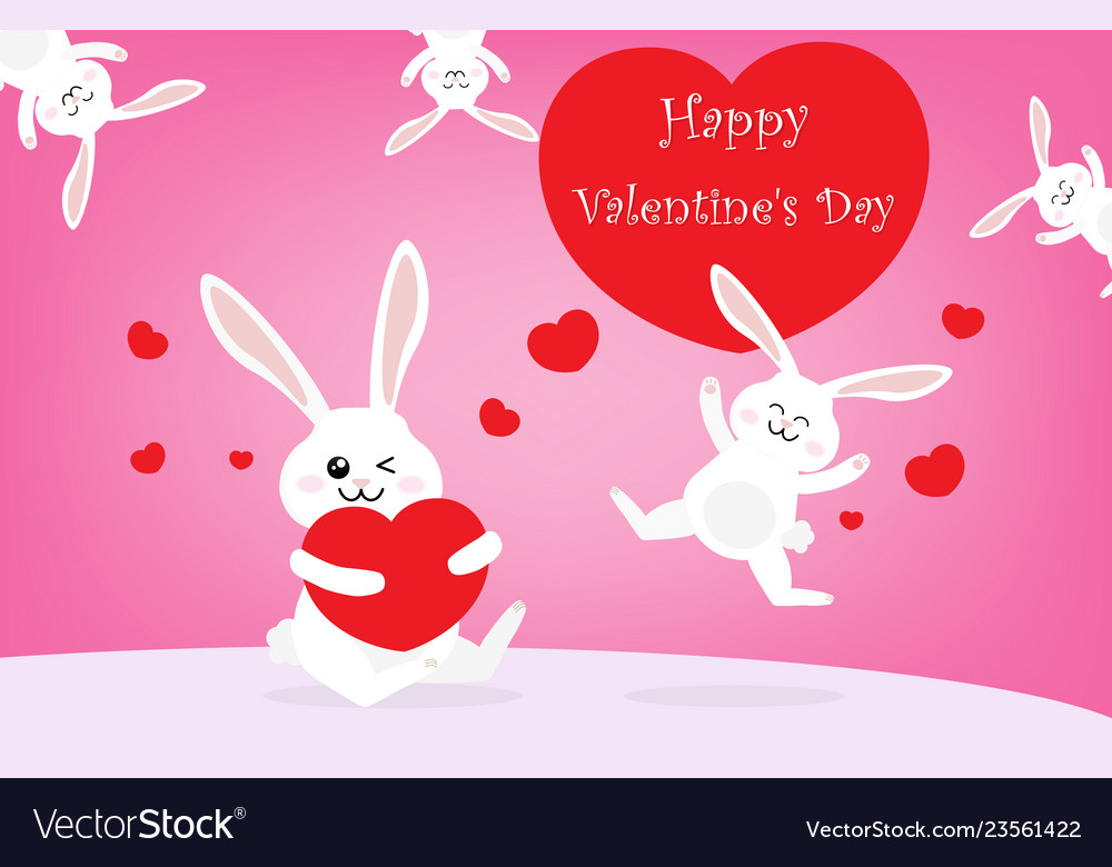 Happy valentines day with cute rabbits Royalty Free Vector