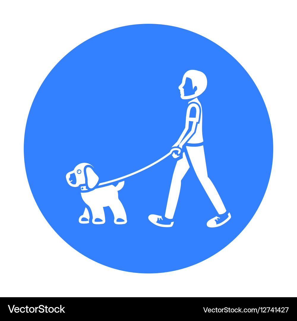 Dog walk icon in black style for web Royalty Free Vector