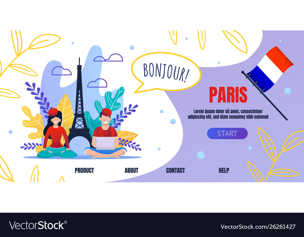 Landing page advertising trip to paris on vacation