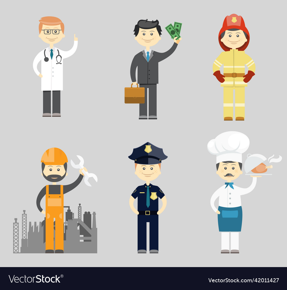 Professional men character icon set Royalty Free Vector