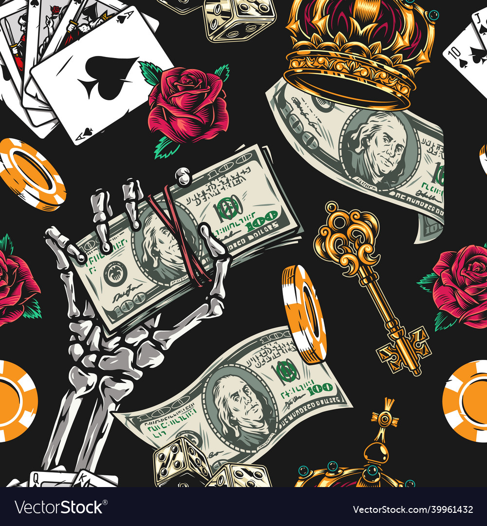 Casino and money vintage seamless pattern Vector Image