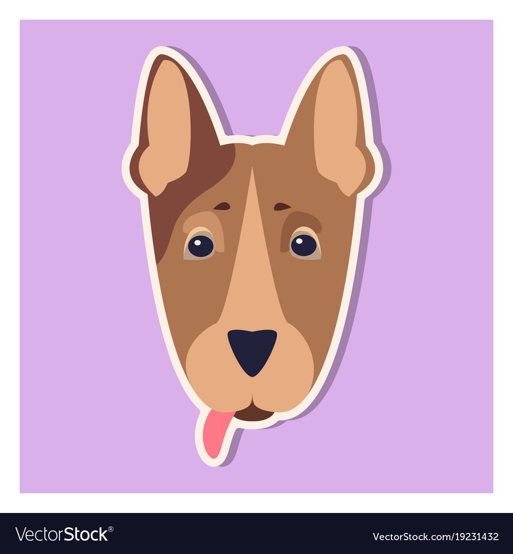 Doggie face of bull terrier close-up cartoon image