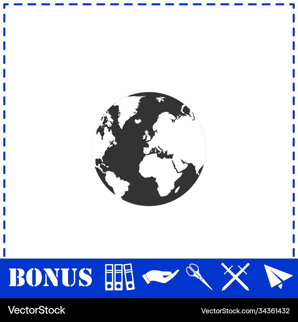 Globe earth icon flat Royalty Free Vector Image