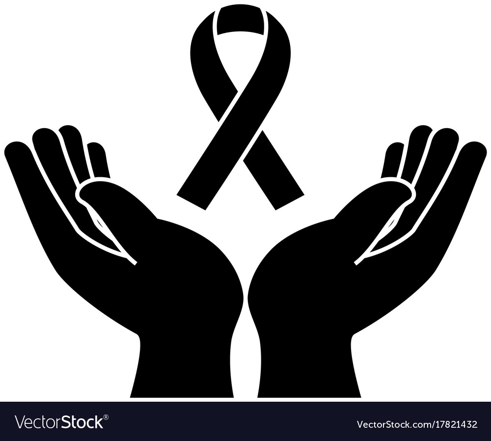 Hands human protection with ribbon Royalty Free Vector Image