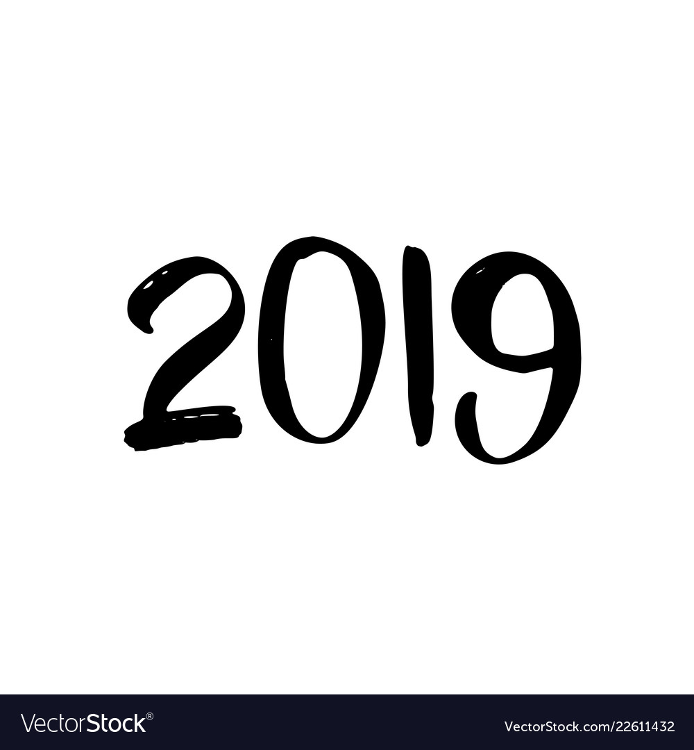 Happy New Year 2019 Calligraphy And Lettering The Vector Image