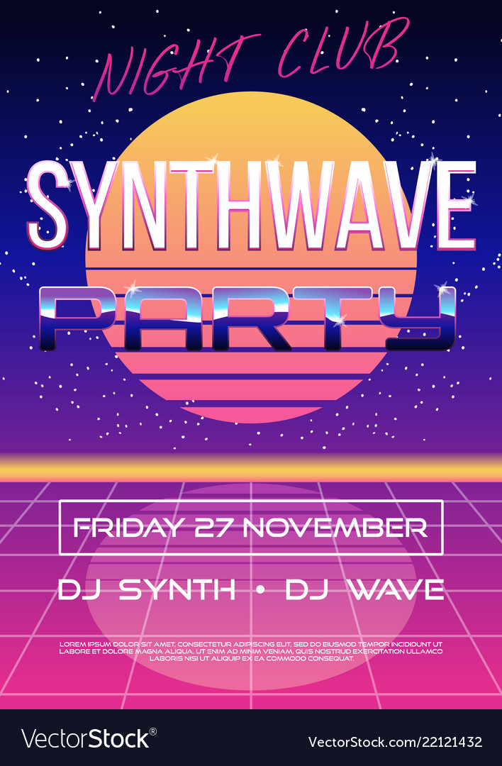 invitation flyer synth wave 80s flyer invitation