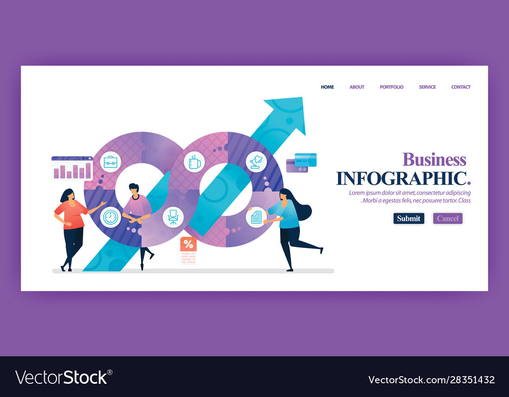 Landing page design business infographic Vector Image