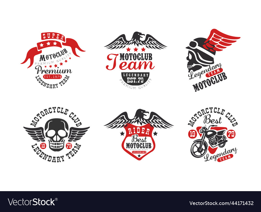 Motorcycle Club Retro Badges Set Biker Royalty Free Vector